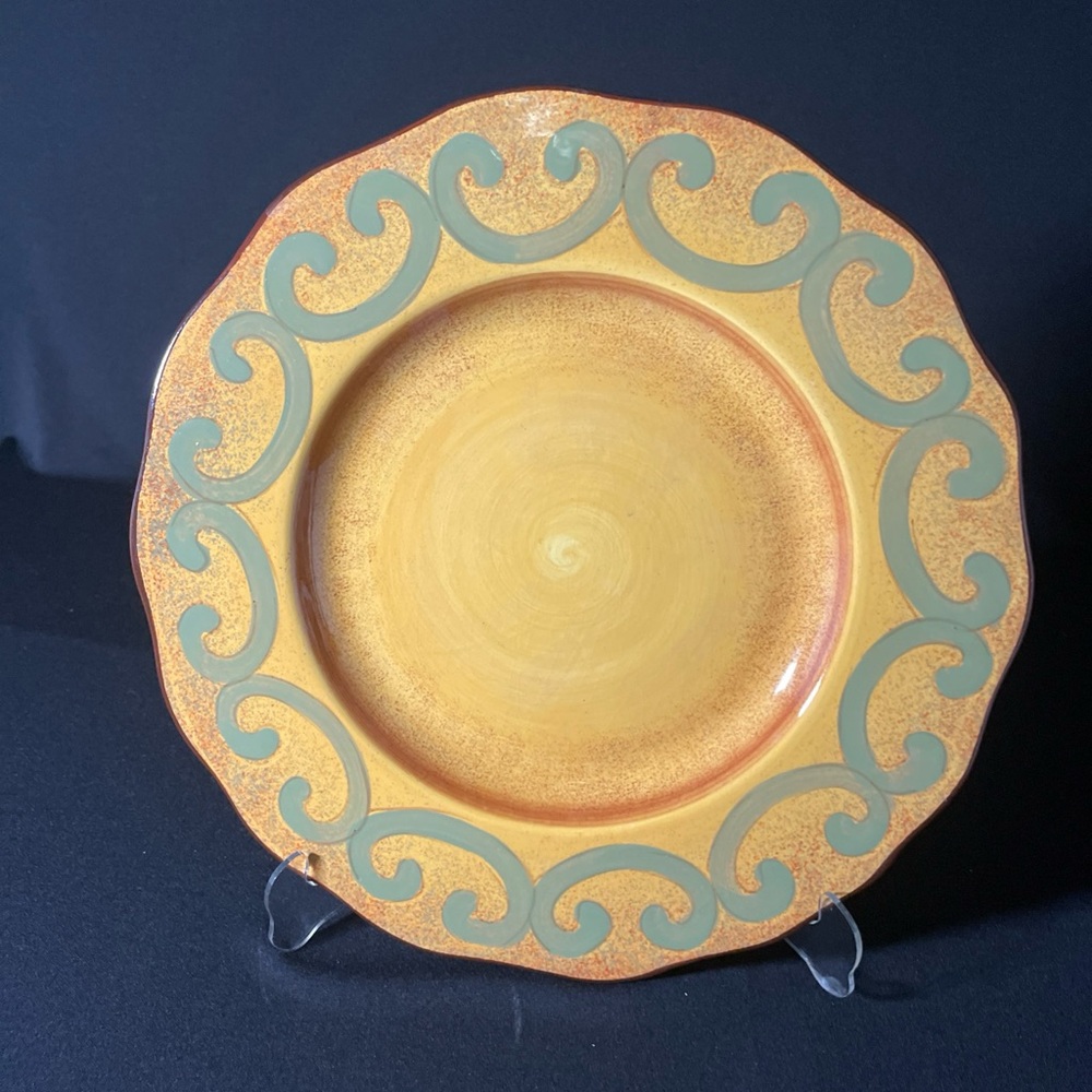 Casa Cristina Home Collection Decorative 12” Dinner Plate.  Yellow & Blue